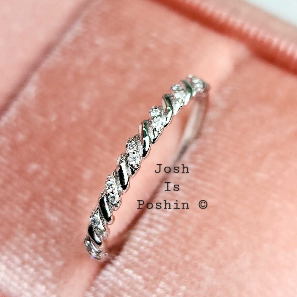 0.056CT. Moissanite wedding half eternity band in sterling silver